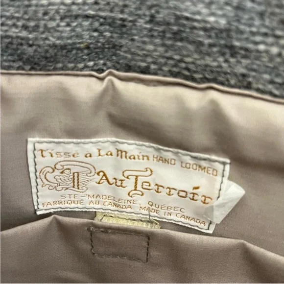 Vintage Au Terroir Hand Loomed Wool Tote Bag - Made in Quebec Canada 🇨🇦 - Picture 7 of 13